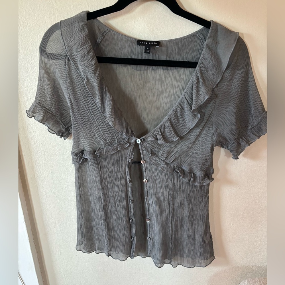 Silk Sheer Ruffle Top